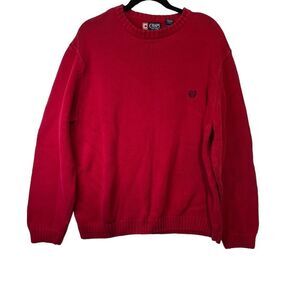 CHAPS XL Oversized Knit Bright Red Sweater for Lounge/Casual/Fall/Winter/Spring